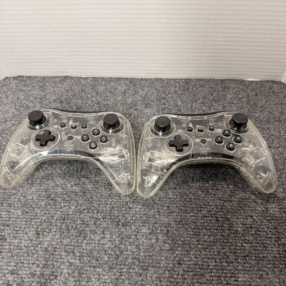PDP Afterglow Pro Controller Nintendo Wii U Clear Wireless Gamepad Lot Of 2